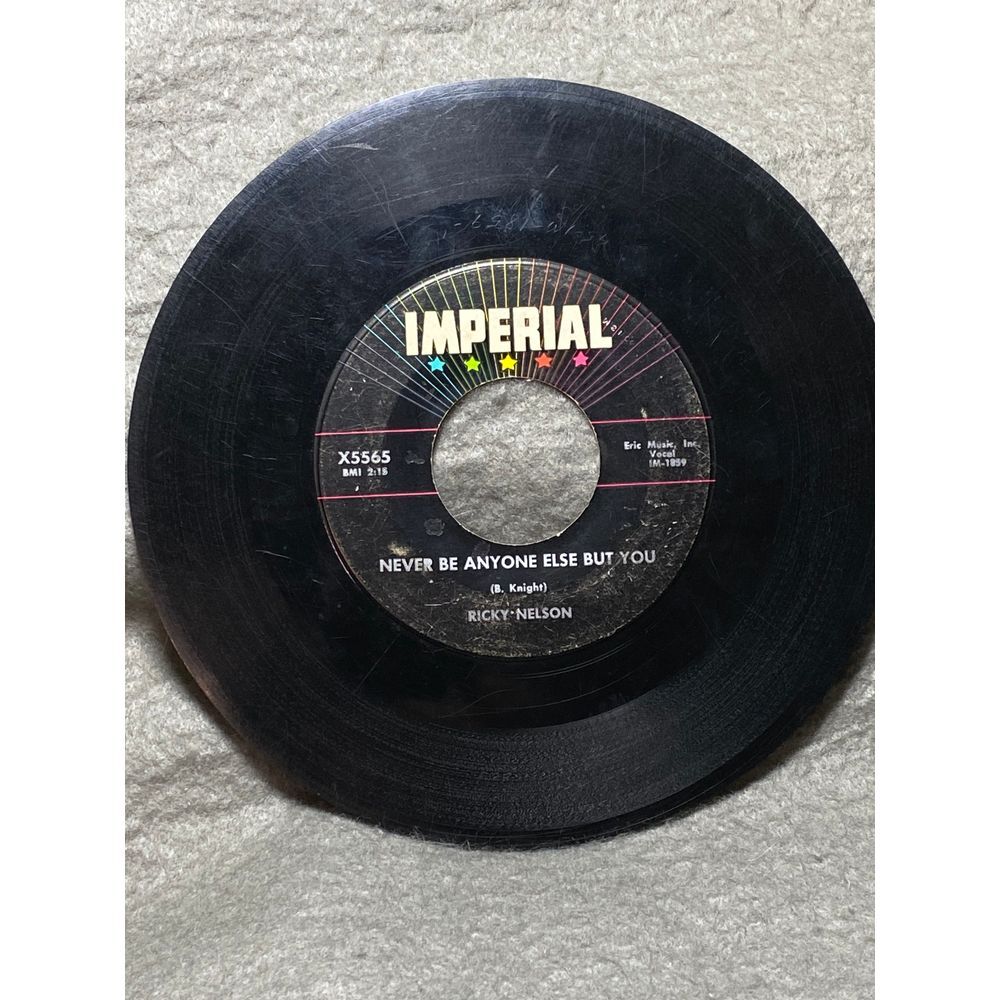 Vintage 45 RPM Vinyl 'IT'S LATE & NEVER BE ANYONE ELSE BUT YOU' RICKY NELSON‎